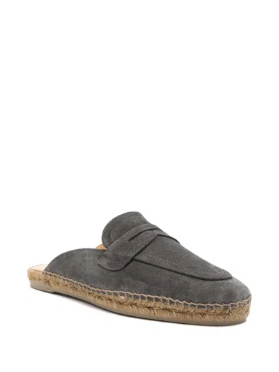 Castaã±er Castañer Nando Suede Leather Slippers In Gray