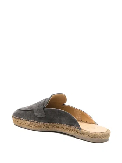 Castaã±er Castañer Nando Suede Leather Slippers In Gray