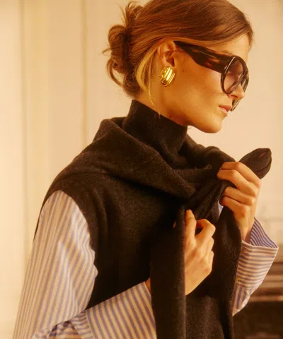 Naadam Cashmino Mixed Media Layered Turtleneck In Gray