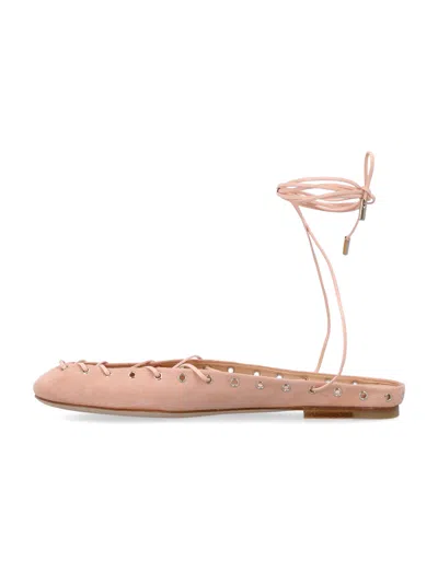 Chloé Chloe Women Light Pink Suede Chloe Ghillies Ballerinas