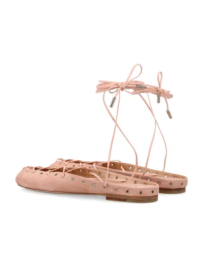 Chloé Chloe Women Light Pink Suede Chloe Ghillies Ballerinas