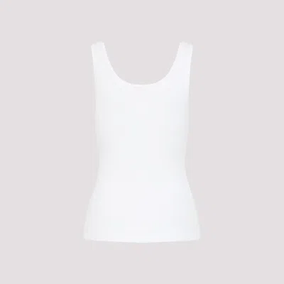 Chloé Logo Ribbed Cotton Jersey Tank Top In White