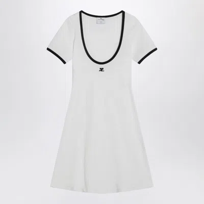 Courrèges Black/white Mini Dress In Cotton In White