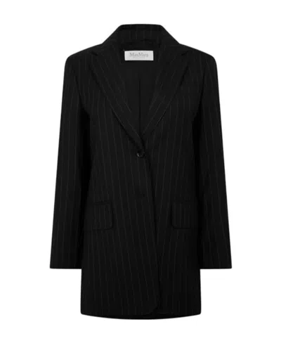 Max Mara Vertical Striped Suit Coat In Black