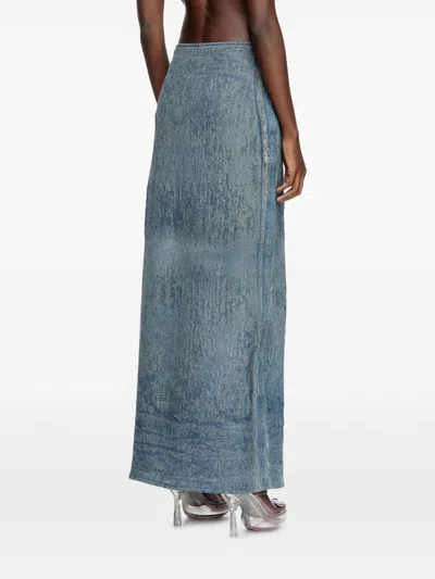 Diesel Skirt In Ultra-destroyed Jacquard Denim In Blue
