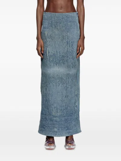 Diesel Skirt In Ultra-destroyed Jacquard Denim In Blue