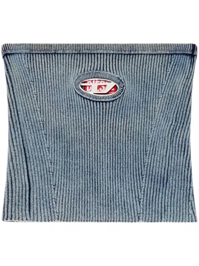 Diesel Rib-knit Tube Top With Oval D In Blue