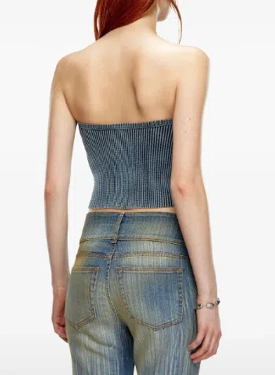 Diesel Rib-knit Tube Top With Oval D In Blue
