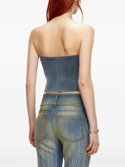 Diesel Rib-knit Tube Top With Oval D In Blue