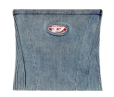 Diesel Rib-knit Tube Top With Oval D In Blue