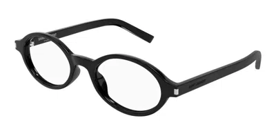 Saint Laurent Oval-frame Acetate Optical Glasses In Black