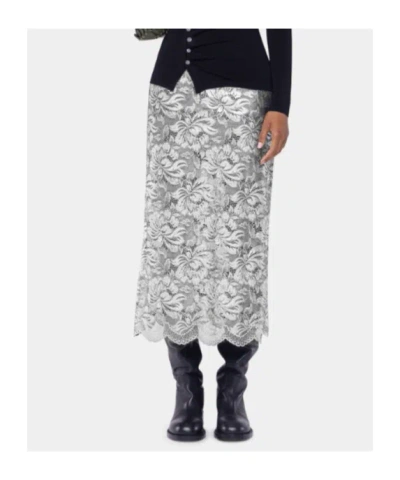 Rabanne Scalloped Metallic Stretch-lace Midi Skirt In Black