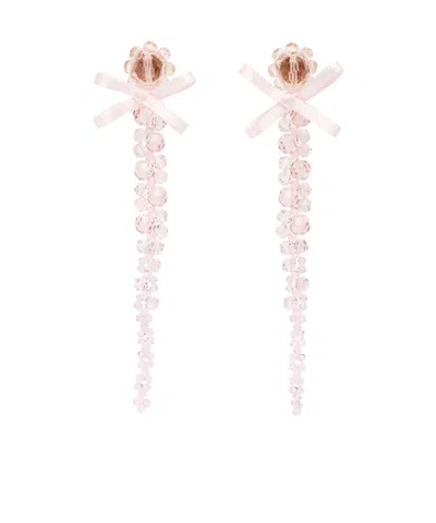Simone Rocha Petite Bow Drip Crystal Earrings In Pink