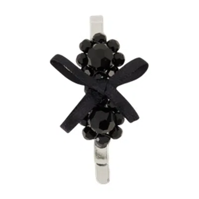 Simone Rocha Black Petite Bow Mini Flower Hair Clip In Black