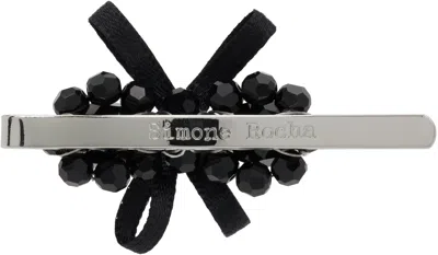 Simone Rocha Black Petite Bow Mini Flower Hair Clip In Black