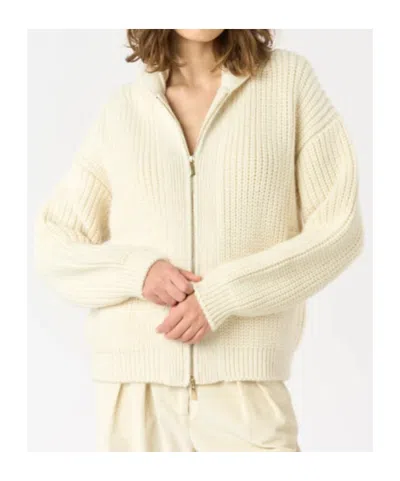 Malo Hooded Zip-up Cardigan In Neutral
