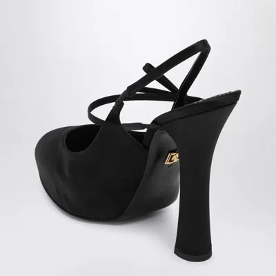 Dolce & Gabbana Vally 105 Satin Slingback Pumps In Black
