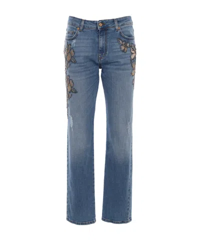 Ermanno Scervino Belt Loop Jeans In Animal Print