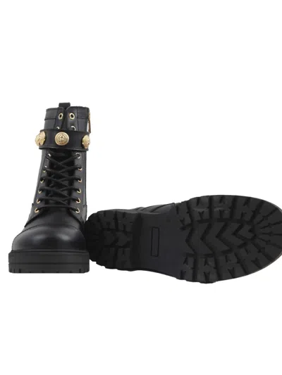 Balmain Medallion Strap Boots In Animal Print