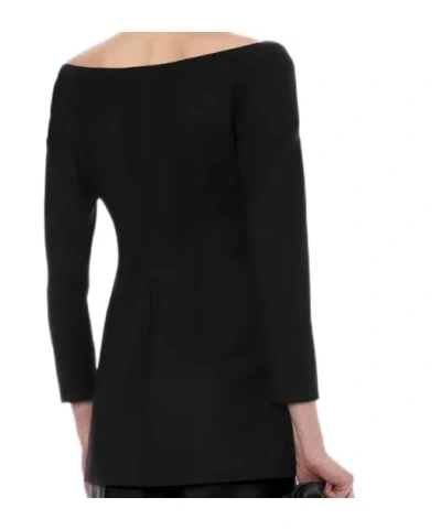 Alberta Ferretti Double-breasted Virgin Wool Jacket With Deep V-neckline In Black