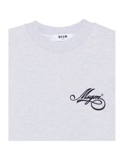 Msgm Logo-embroidered Sweatshirt In White