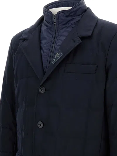 Fay Double-breasted Down Jacket In Blue