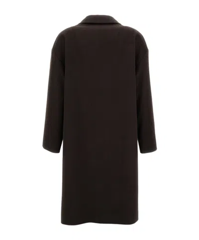 Alberto Biani Single-breasted Wool Coat In Brown