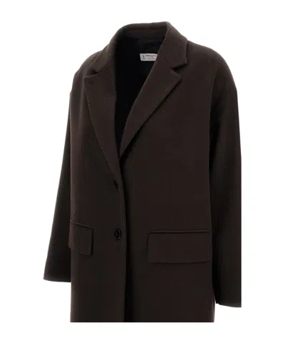 Alberto Biani Single-breasted Wool Coat In Brown