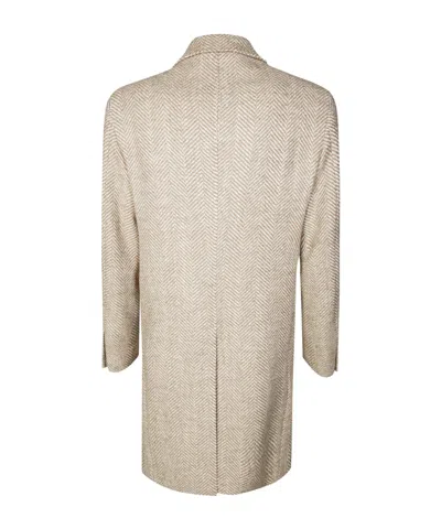 Tagliatore Double-breasted Herringbone Coat In Animal Print