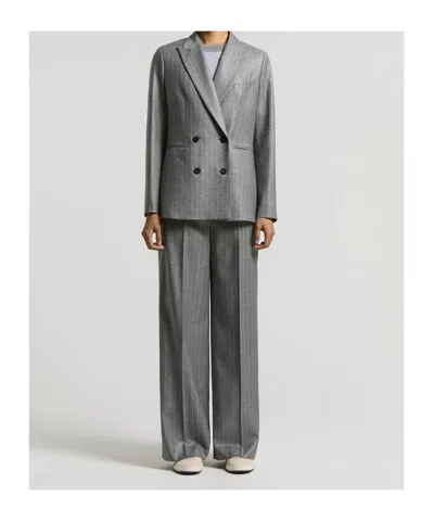 Peserico Stripe-pattern Trousers In Gray