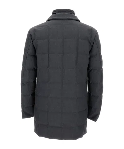 Fay Quilted Button-up Jacket In Black
