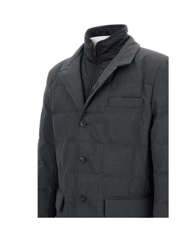 Fay Quilted Button-up Jacket In Black