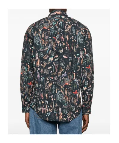 Paul Smith Tailored-fit Navy 'little Beasts' Print Shirt Blue In Blue