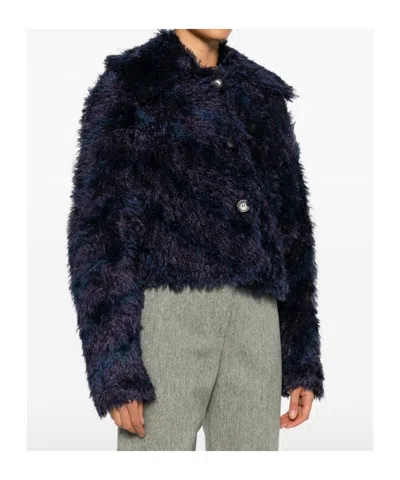 Dries Van Noten Terrace Faux Fur Jacket In Purple
