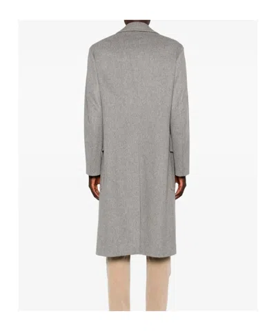 Lardini Double-breasted Wool Coat In Gray