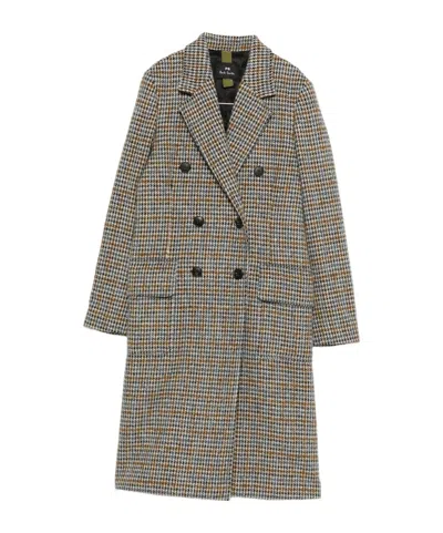Paul Smith Double-breasted Coat Featuring Front Pockets In Gray