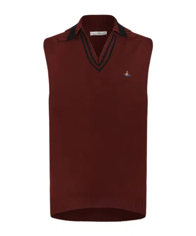 Vivienne Westwood Striped Sleeveless Jacket In Brown