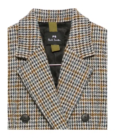 Paul Smith Double-breasted Coat Featuring Front Pockets In Gray