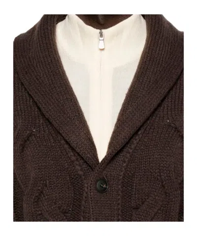 Barba Napoli Cable-knit Cardigan In Brown