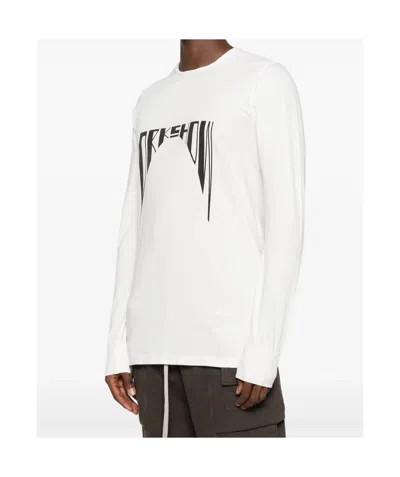 Rick Owens Drkshdw Graphic Long Sleeve Crew Neck T-shirt In White