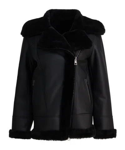 Blancha Shearling-trimmed Jacket In Black