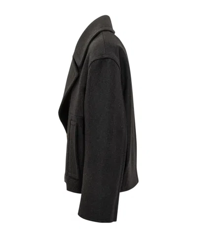 Lanvin Short Peacoat In Wool In Black
