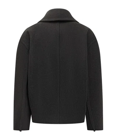 Lanvin Short Peacoat In Wool In Black