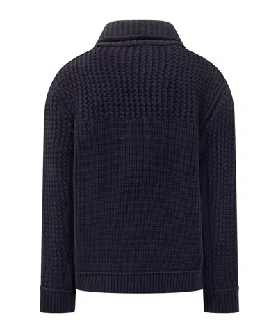 Lanvin Double-breasted Chunky Knitted Cardigan In Blue