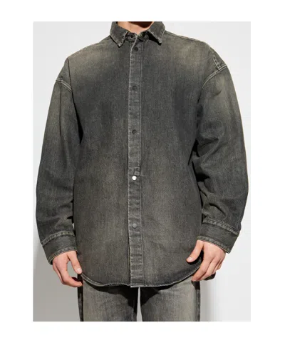 Fear Of God Long Sleeved Denim Overshirt In Black