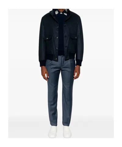 Barba Napoli Cashmere Bomber Jacket In Blue