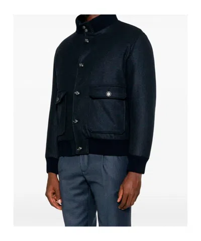 Barba Napoli Cashmere Bomber Jacket In Blue