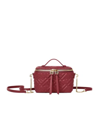Fendi Vanity Leather Crossbody Bag With Ff Motif In Red
