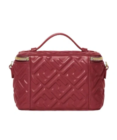 Fendi Vanity Leather Crossbody Bag With Ff Motif In Red