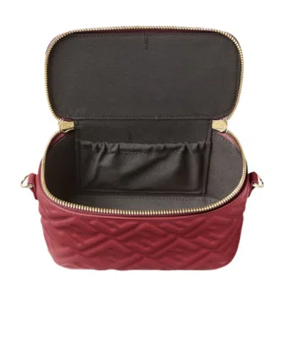 Fendi Vanity Leather Crossbody Bag With Ff Motif In Red